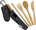 Premium Reusable Bamboo Utensil Travel Set, Includes Fork, Knife, Spoon, Chopsticks & Carabiner Clip, Eco-Conscious