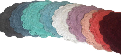 Chardin Home Lavender Crochet Bathrug, 100% Cotton Round Bathmat, 24 Inch Diameter, Handcrafted