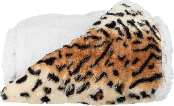 Lavish Home Fleece Sherpa Throw Blanket, Ultra Soft Plush, 50" x 60", Tiger Set of 1