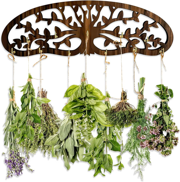 MOASIOP Herb Drying Rack - Wall Mounted Tree Design Holds 11 Bouquets, Space