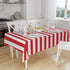 Peony Man 2 Pieces Red and White Striped Tablecloth - Plastic Waterproof Table Cover for Holiday Party Decoration