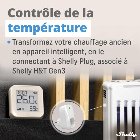 Shelly H&T Gen3 Smart Temperature & Humidity Sensor, Ivory | Wi-Fi & Bluetooth, Remote App Control, LCD Display, Free