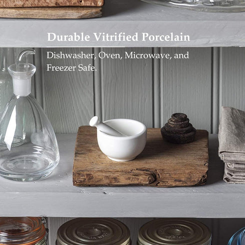 WM Bartleet & Sons 1750 Traditional Porcelain Mini Mortar & Pestle, White, 7cm