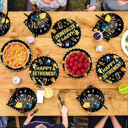 96Pcs 24 Electrician Retirement Party Decorations Electrician Lineman Plates and Napkins Handyman Tools Tableware