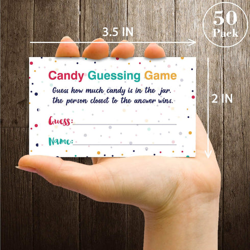 Candy Guessing Game Cards - Games Activities and Decorations, 50-Pack