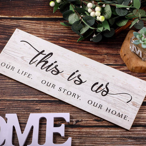 Jetec This Is Us Wall Sign - Wooden Family Wall Plaques with Quotes for Living Room, Bedroom, Christmas Decorations