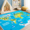 Kids Playroom Rug, 5x7ft World Map Play Mat with Cute Animals, Washable