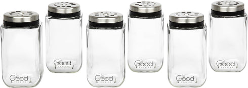 Adjustable Glass Spice Jars Set of 6 with Stainless Steel Lid for Minimalist Kitchen Pantry Storage Organization