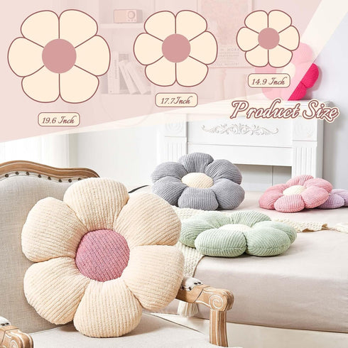 14.9" Kcvvcr Flower Throw Pillow, Soft Sage Green Shaped Floor Pillow for Home Decor, Cute Aesthetic Plush Decorative