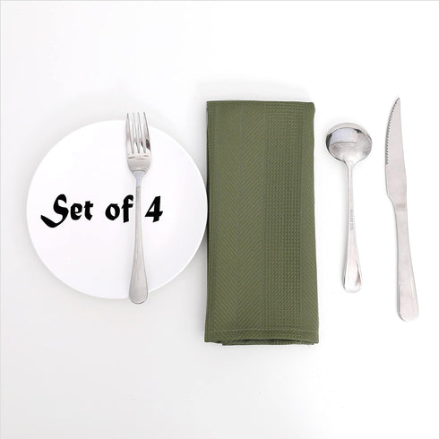 Randall Waffle Stripe Napkin Set of 4, Solid Washable for Holiday Dining, Wedding or Party, Sage