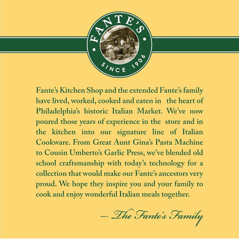 6.25 1-Inches, 1906 Fantes No-Peel, Self Cleaning Garlic Press, x the Italian Market Original since