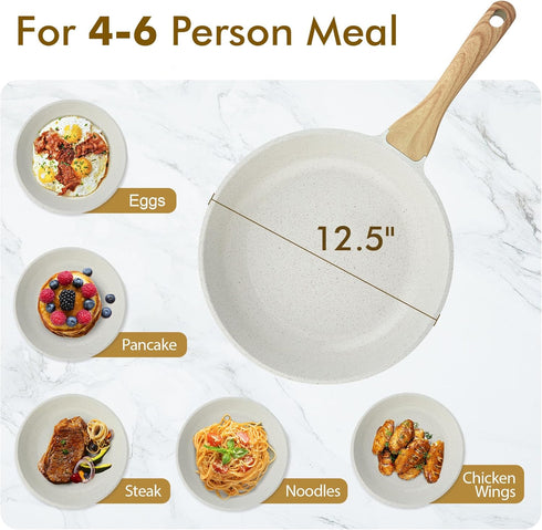 12.5 Inch SENSARTE Nonstick Ceramic Frying Pan Skillet, Omelet Pan, Healthy Non Toxic Chef Pan, Induction Compatible