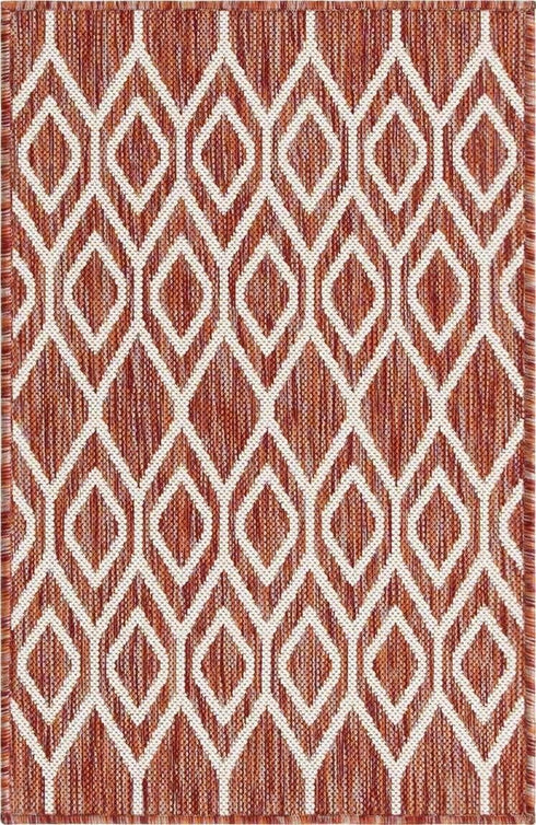 Jill Zarin Outdoor Collection Area Rug - Turks and Caicos (Rust Red/Ivory, 2' 2" x 3' Rectangle)
