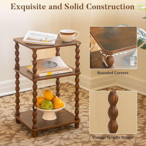 Fultyle Side Table, Small End Table with Storage Shelf, Modern Bedside Table Night Stand for Living Room, Bedroom