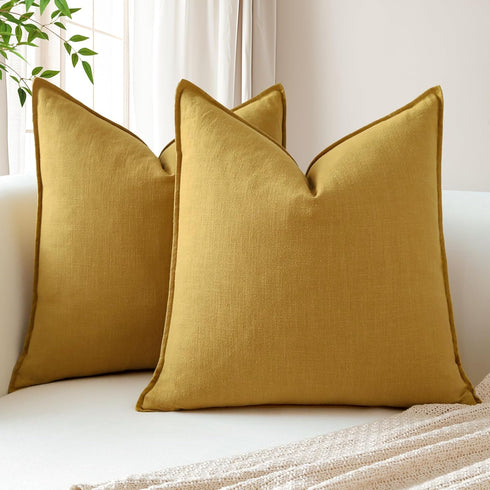Pack 2 20 20 Inch OTOSTAR of Linen Solid Throw Pillow Covers x Boho Decorative Pillowcases Soft Accent Pillow Covers