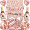21st Birthday Party Decorations for Her, Rose Gold Supplies Big Set with Birthday Banner and 21 BDay Digit Balloons