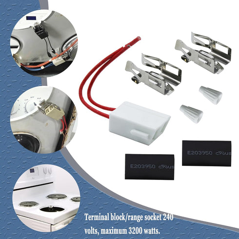 Burner Terminal Receptacle Block Kit 12001676 for Whirlpool & Kenmore Ranges, Set of 2 AP4009015 PS1570190
