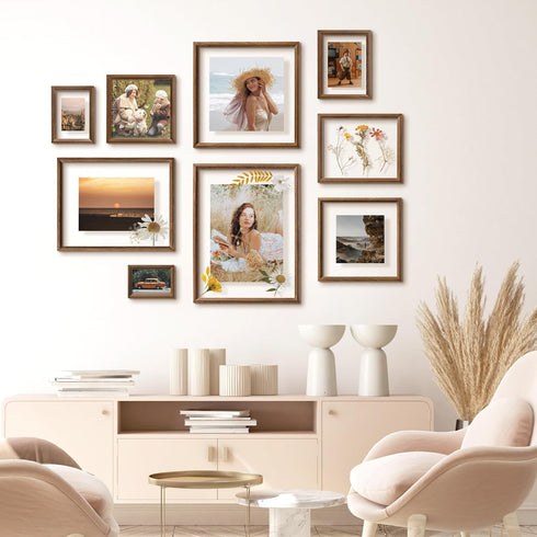 12x12 3x3 4x4 5x5 6x6 8x8 12''x12'' Axeman Floating Picture Frame - Solid Oak Wood Square Picture Frame, Double