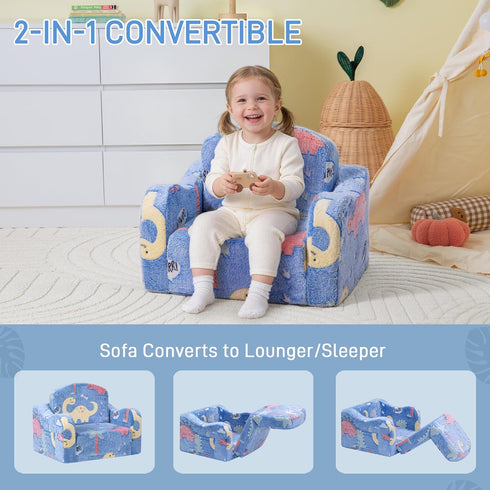 Kids,2-in-1 aodisman Thick Comfy Toddler Chair and Couch for Soft Plush Fold Out Sofa for Children,Convertible Couch