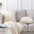 Top Finel Decorative Throw Pillow Covers 18x18, Set of 2, Cream White Velvet Cushion Covers with Pom Poms