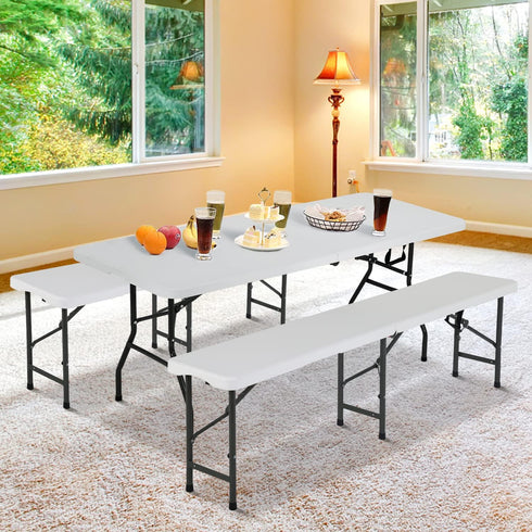 6 (1-Pack) Dkelincs ft Folding Bench, Portable Plastic Outdoor Bench for Picnic Camping Dining Party - Lightweight