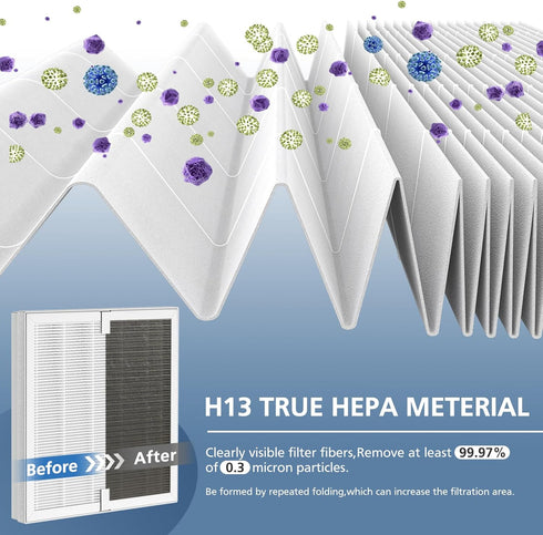 E-300L Replacement Filter for MOOKA and MOOKA FAMILY, H13 True HEPA Filter for Large Room, 2 Pack