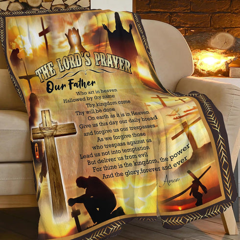 eiffecho 50"x60" The Lords Prayer Print Blanket Christian Bible Verse Scripture Religious Faith Throw Blankets