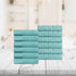 Superior Turkish Cotton Jacquard Solid 12-Piece Washcloth/Face Towel Set, Quick Dry Decorative Towels for Home