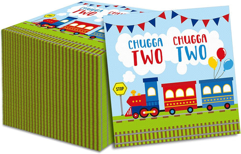 Qyeahkj 50Pcs Chugga Chugga Two Two Paper Napkins Transportation Party Disposable Napkins