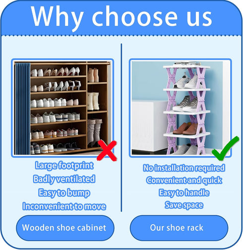 6 Closet, XDMTWLKJ Collapsible Shoe RackOrganizer Tiers-Foldable Shoe Racks for Space-Saving Kid's Shoe Storage, No