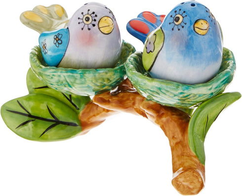 Appletree Design Flights of Fancy Bird Nest Salt and Pepper Set with Tealight Holder, 5-1/8 by 3-3/8-Inch