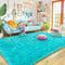 Super Soft Fluffy Rug for Living Room, Modern Shaggy Kids Rug, Plush Indoor Home Decor, Teal Blue, 4 X 6