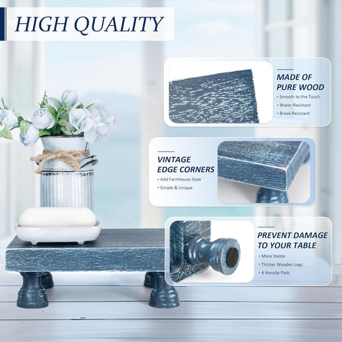 Decorative Display Risers for Home Decor, Wood Pedestal Stand for Kitchen and Countertop Organizer