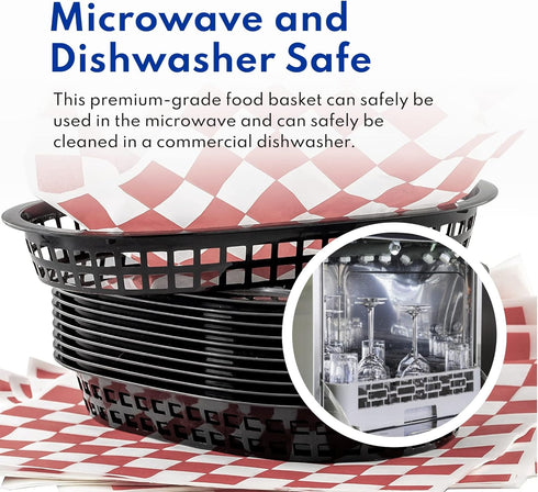 9 1/4 6 Inch Set 12, New Star Foodservice Fast Food Baskets, x Oval, of Black