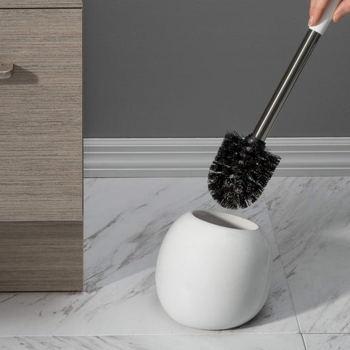 Set, (Pack 1), Bath Bliss Ceramic Dome Brush & Holder Decorative, Modern, Freestanding, Heavy Duty Cleaning