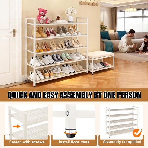 CCDVVD 3-Tier 200 LBS 9-12 28.7" 9.8" 19.7" Closet, Heavy Duty Metal Shoe Rack, Load Capacity, Sturdy Free Standing