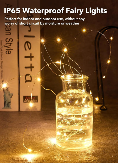 6 Pack 7ft 20LED Minetom Fairy Lights Battery Operated String Lights - Waterproof Silver Wire Firefly Lights Waterproof