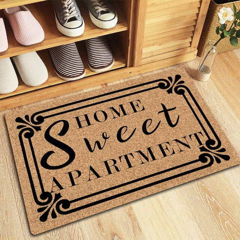 Welcome Mat Home Sweet Apartment Doormats Novelty Gift Mats for Entrance Way Non-Woven Fabric Top with a Anti-Slip Rubber Back for Front Door IndoorOutdoorKitchen Mats Domestic Presents
