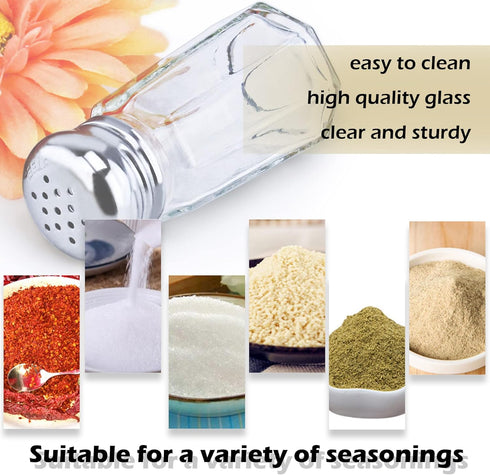 1st Choice Salt and Pepper Shakers Set of 2 with Stainless Tops (Paneled Shakers)