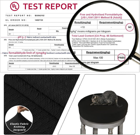 Dia.12-14" S-Black-1 Count BUYUE Bar Stool Covers, Luxury Fabric Round Crease-Resistant Stretchy Washable Jacquard