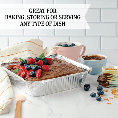 PLASTICPRO Disposable 9'' x 9'' x 2'' Square Aluminum Tin Foil Baking Pans, Pack of 10 for Cakes, Breads, Brownies
