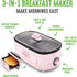 GreenLife 3-in-1 Breakfast Station, Ceramic Nonstick Dual Griddles for Eggs, Meat, Pancakes & Sandwiches, Pink