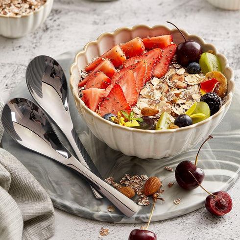 AOOSY 6-Piece Heavy Weight Stainless Steel Soup Spoons with Ergonomic Short Handle