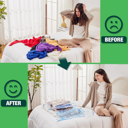 HIBAG Vacuum Storage Bags with Electric Pump, Jumbo 10 Pack Space Saver Bags for Clothes, Pillows, Blankets, Comforters
