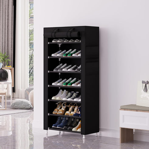 7 Closet Calmootey Tier Shoe Rack Organizer,Portable Shoe Shelf with Nonwoven Fabric Cover