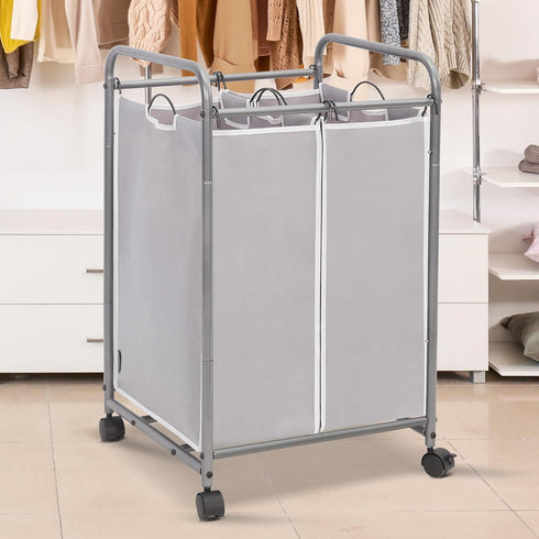 2 90 2 Closet, STORAGE MANIAC Laundry Sorter Section, L Gal Laundry Hamper with Wheels, Clothes Basket Separator