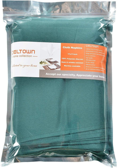 Green Cloth Napkins (1-Dozen), Solid Washable Fabric Set of 12, Perfect for Weddings and Holiday Dinner