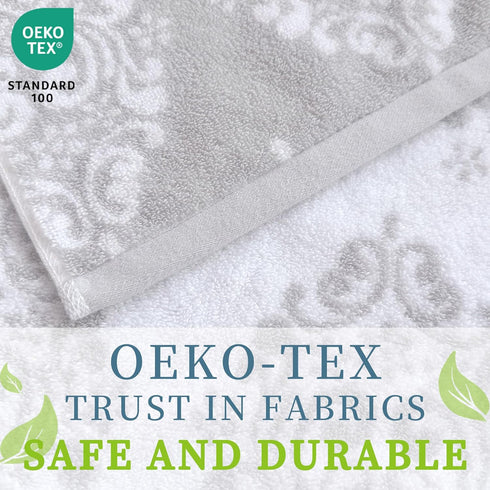 6 Pack 13"x13" 100% Set, Gray Wash Cloths, Jacquard Washcloths - Cotton | Quick Dry | Thick | Soft | Absorb, Luxury
