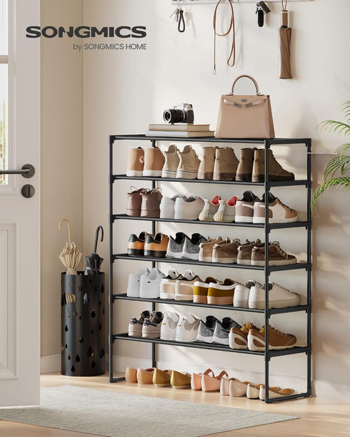 6-Tier 24-30 11.8 36.2 42.7 Inches, ULSA306BH01 SONGMICS Shoe Rack, Shoe Organizer, Metal Storage Shelf, Upright