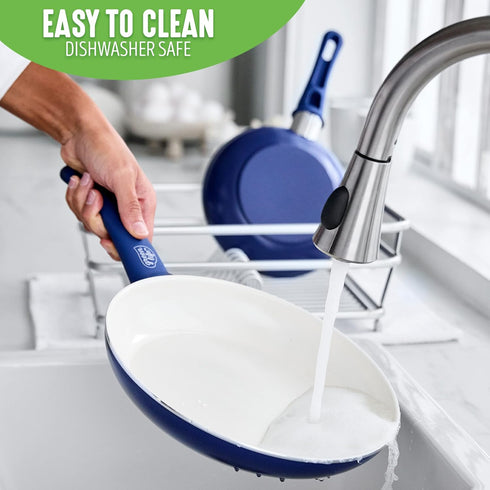 GreenLife Non Stick Fry Pan Set, 7" & 10", Non-Toxic PFAS-Free Ceramic Skillets, Blue